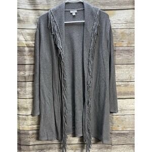 J. Jill‎ Cardigan Sweater Women's Petite XS Fringe Knit Stretch Bohemian Boho